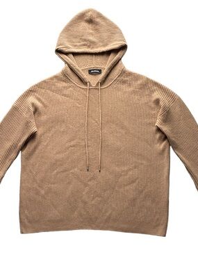 NAADAM Knit Drawstring Hooded Sweater in Camel